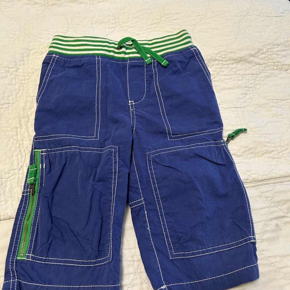 Mini Boden Blue Shorts with Green Trim